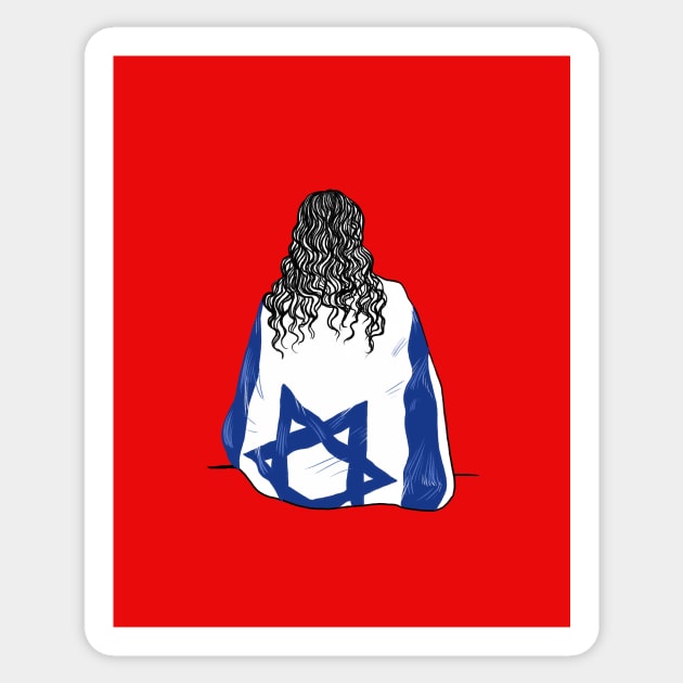 Girl wrapped in israeli flag Sticker by argiropulo